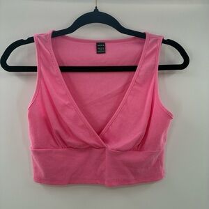 3For$20 Shein Pink Ribbed V-Neck Crop Tank size: Small